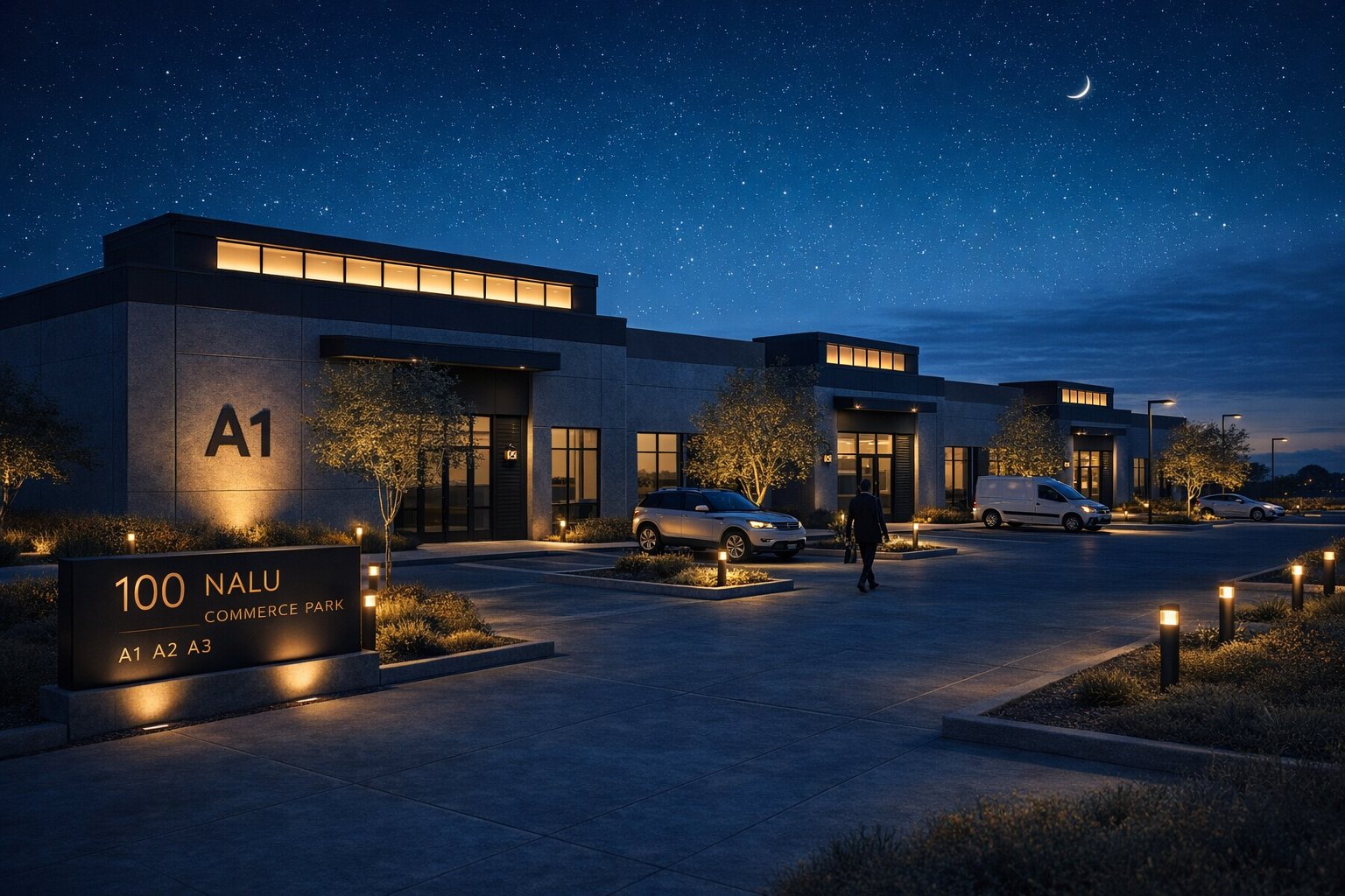 Industrial business park — night