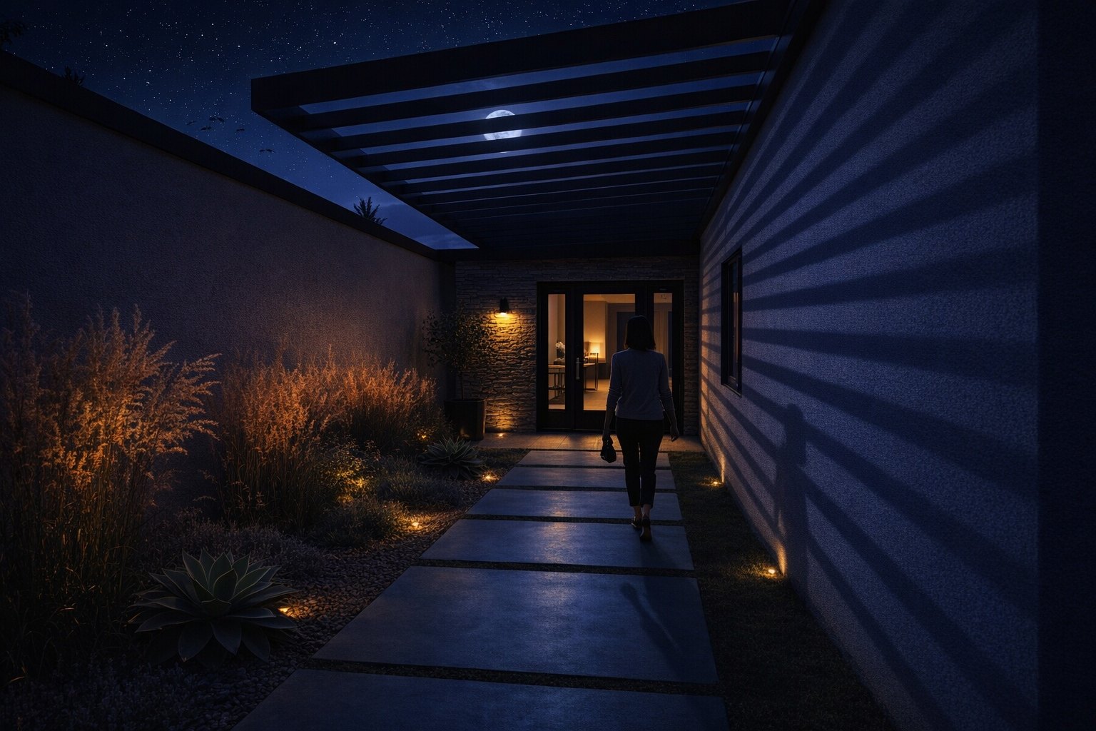 Entry courtyard — night