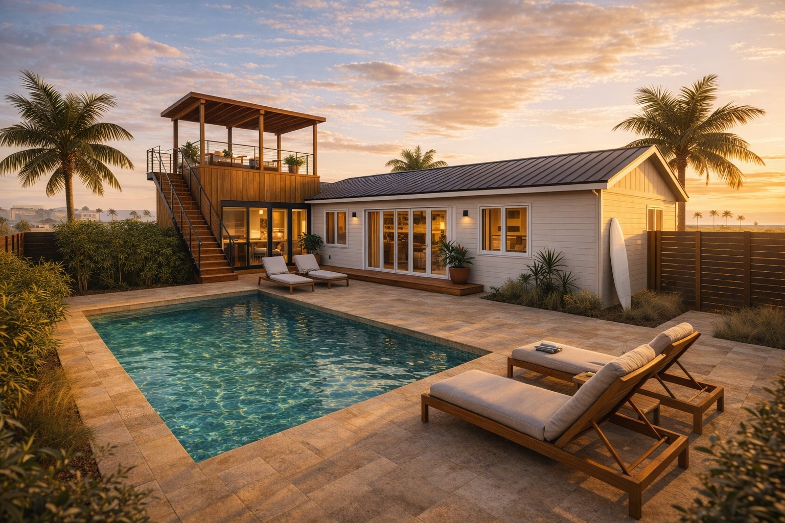 Imperial Beach pool addition — sunset